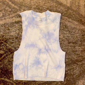 Blue tie-dye crop top